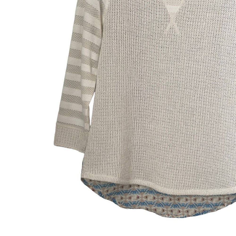 Anthropologie One September Sweater Cream Knit 3/4 Sleeve Blouse Size Small - Picture 4 of 7